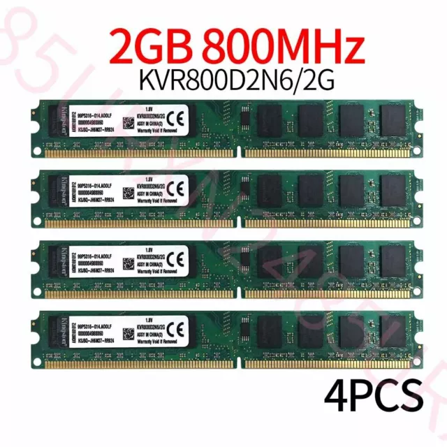 Kingston 8GB 4x 2GB PC2-6400 DDR2 800MHz KVR800D2N6/2G DIMM Desktop Memory ZT BT