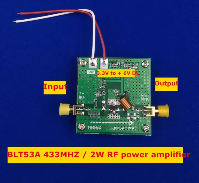 BLT53A 433MHZ power broadband 2W RF power amplifier high gain with Heat Sink