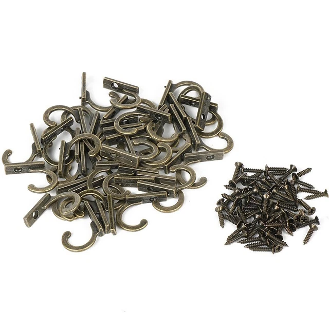 50pcs Small Rustic Antique Coat Hooks Hanger Hat Holder Wall Mounted Clothes
