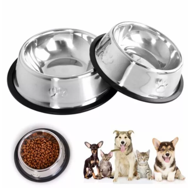 Puppy Stainless Steel Anti Slip Water Dish Pet Feeding Pet Bowl Dog Bowl