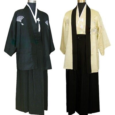 Men Japanese Kimono Yukata Set Robe Gown Fancy Dress Cosplay Costume Vintage New
