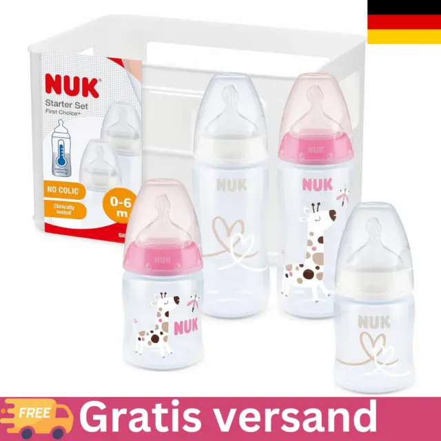 NUK First Choice+ Babyflaschen Starter Set | 0–6 Monate | 4 Flaschen mit T neu