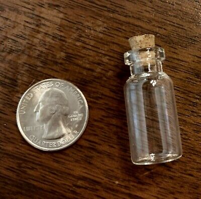 Glass Bottle Clear Container Jar Wishing Cylinder Cork Small Mini Vial 1pc 1.6"