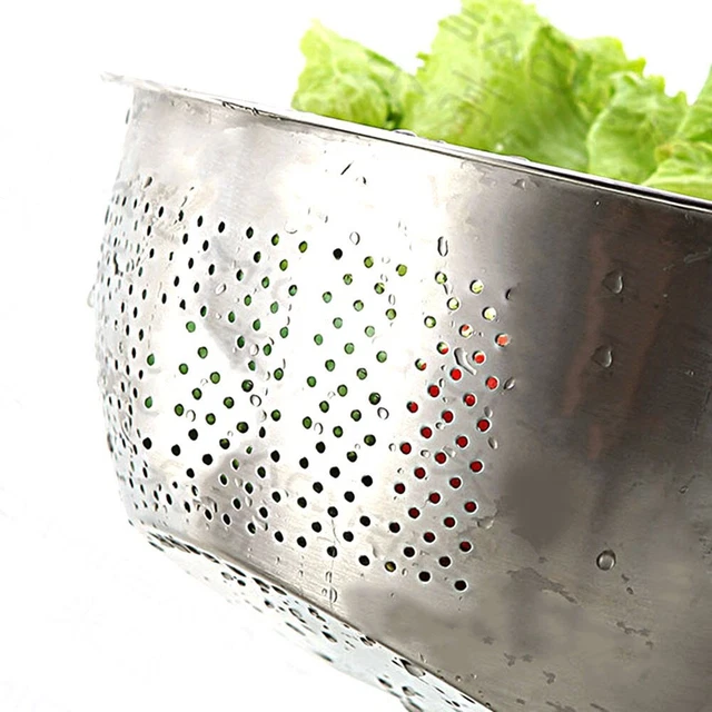 Ciotola Lavaggio Riso In Acciaio Inox 304 - 22 Cm Con Base E Manico In Silicone