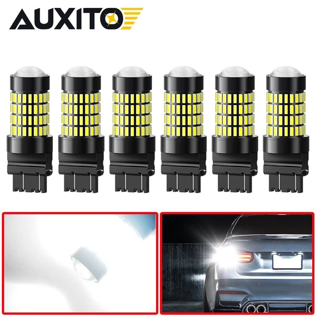 6PCS AUXITO White 3157 3156 LED Tail Brake Stop Backup Reverse Light Bulbs DRL