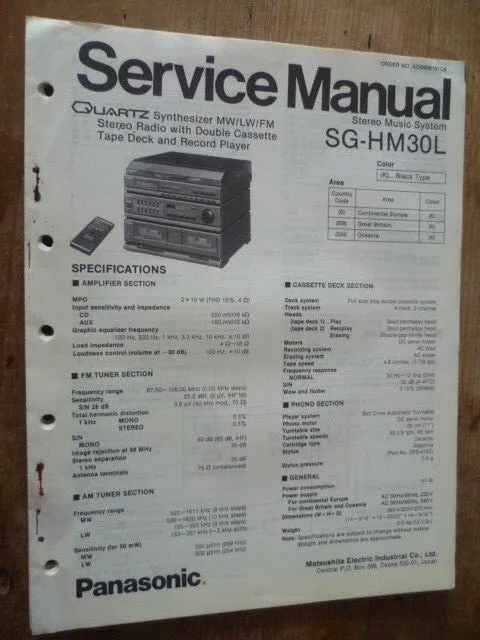 Technics / Panasonic   SG-HM30L Stereo Music System  Service Manual