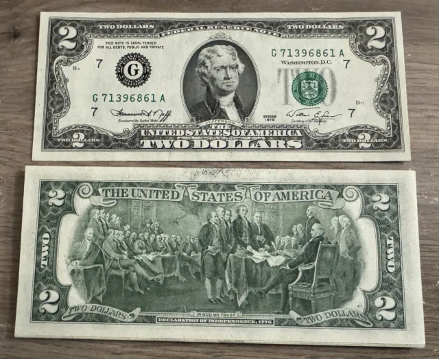 1976 2 Dollar Note NY or Philly Rare Bicentennial Uncirculated Hard to Find