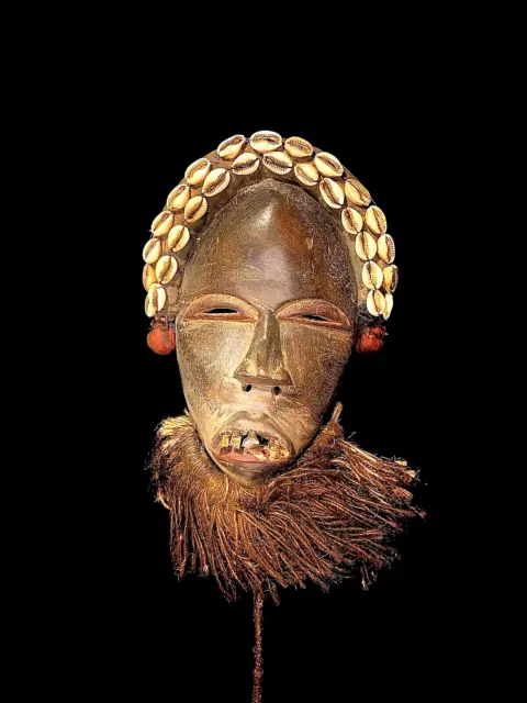 African mask antiques tribal Face vintage Wood Carved  Celebrates Primit-4973