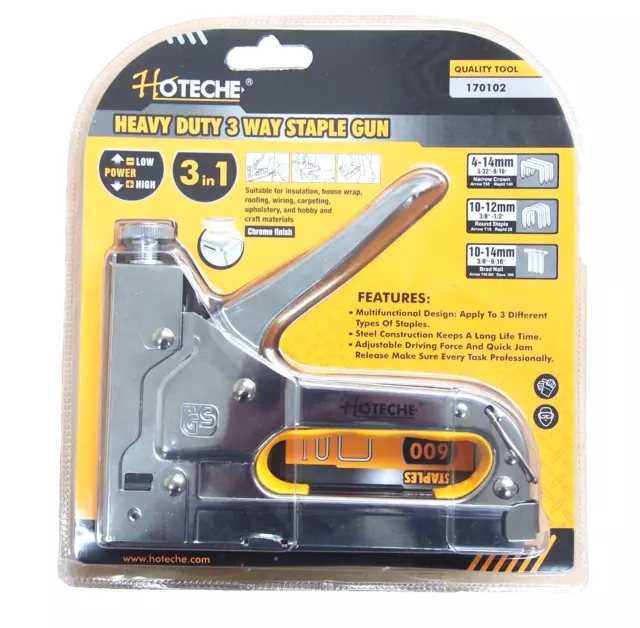 Heavy Duty Staple Gun 3-in-1 Manual Nailer with 3000 Staples for