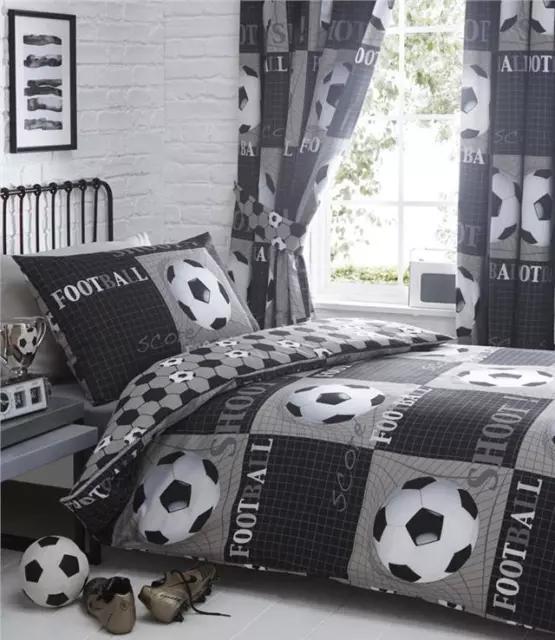 Football Duvet Sets Boys Girls 3D Football Black Reversible Quilt Cover Bedding