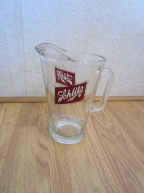 Vintage Schlitz " The Beer That Made Milwaukee Famous" Glass Pitcher