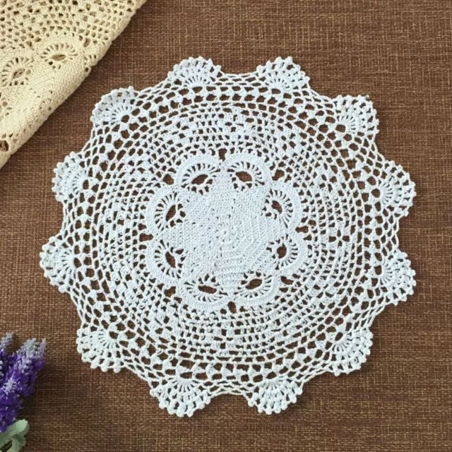40cm Vintage Hand Crochet Cotton Lace Flower Doily Round Table Cloth Mat Wedding
