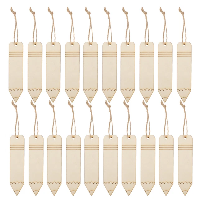 2 Sets Unfinished Wood Bookmarks Blank for DIY Wooden Pencils Cutouts Graffiti
