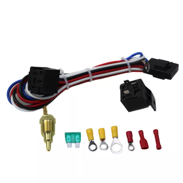 Electric Engine Fan Radiator Thermostat Relay Switch Sensor Kit 3/8" 175~185