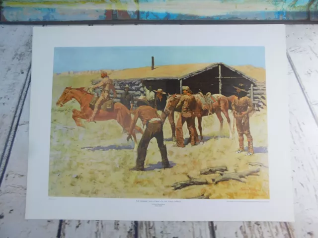 Frederic Remington The Coming & Going of The Pony Express Print 18x24 Vintage