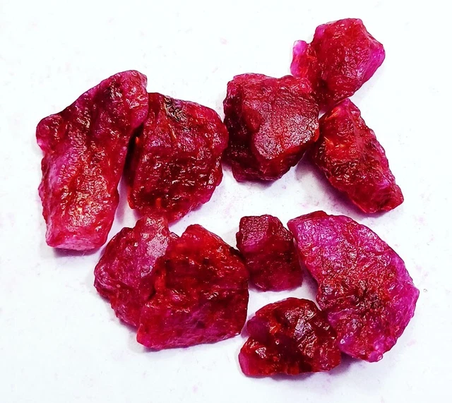 Lot De 10 Pierres Grenat Rouge Naturel Brut - 534.47 Carats - Inde - Non Traité