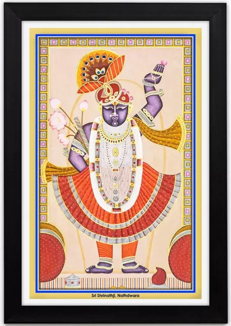 Pichwai Shrinathji Nathdwara Enmarcado Pintura 34.3X49.5cm