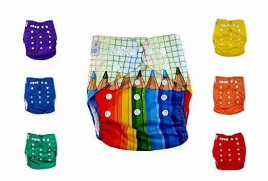 Nakie Baby 7 Pocket Cloth Diaper RAINBOW Set Washable Colorful Unisex Eco Gift