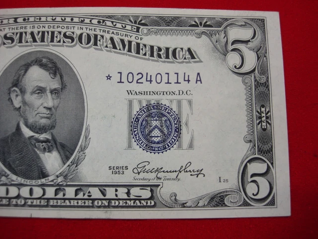 Series 1953 $5 Silver Certificate -*Star Note* - Crisp And Nice 6