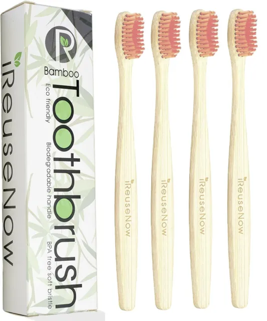 Eco Friendly Bamboo Toothbrush Natural Biodegradable Wood Medium Bristles Adult