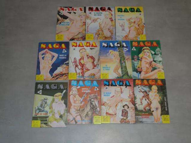 Saga, Lot De 11 Numeros  (N°1 A 12, Sauf 9)/ Bd Pour Adulte /Ed. Elvifrance /Tbe