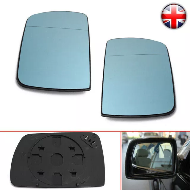 2x Car Door Wing Mirror Glass Heated Blue Tinted Left Right For BMW X5 E53 99-06