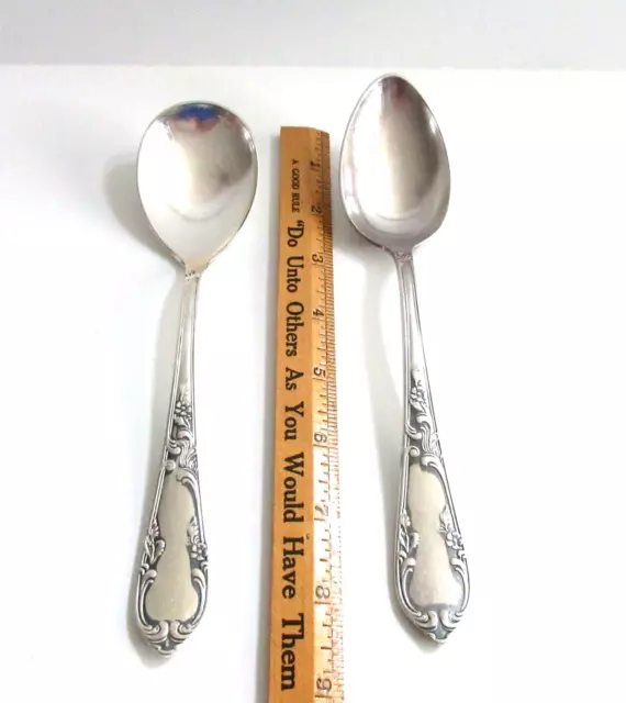 Tablespoon and Round Casserole Spoon 2 Spoon German 100 Silver Plate Ornate 8 in