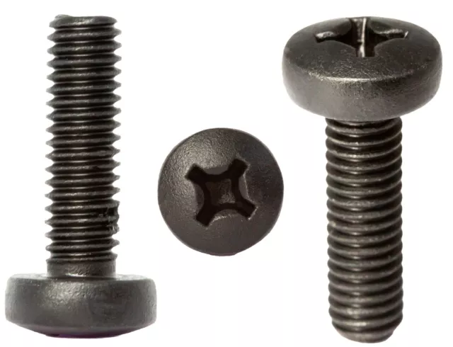 Black Zinc Flake Phillips Pan Head Machine Screws Metric Steel Fully Threaded