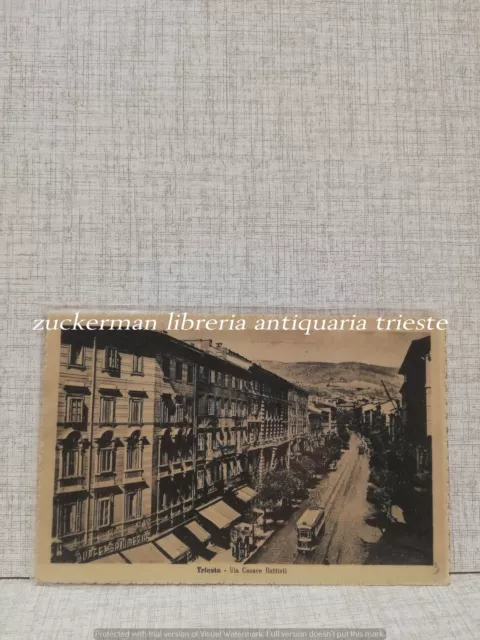 cartolina TRIESTE VIA CESARE BATTISTI tram tramway anni 30 ca