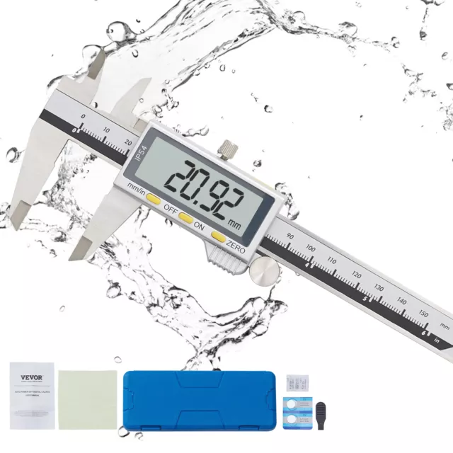 VEVOR 6" 150mm Digital Vernier Caliper Stainless Steel Micrometer LCD Guage Tool