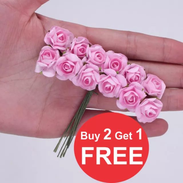 144 PCS 1.5 cm Mini Flower Artificial Paper Flowers Rose For Wedding Party UK