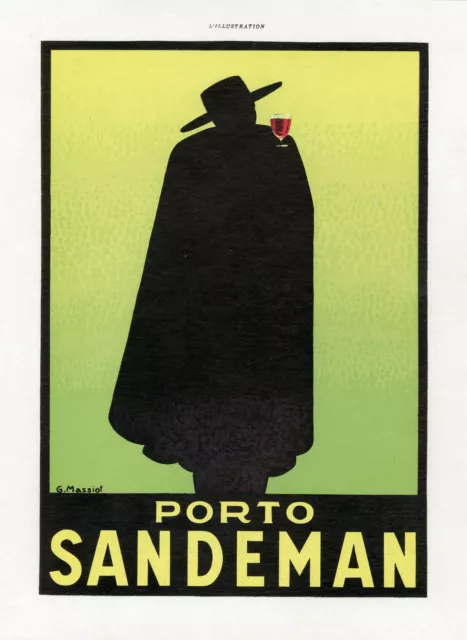 "PORTO SANDEMAN" Annonce originale entoilée L'ILLUSTRATION NOËL1938 / G. MASSIOT