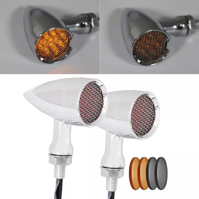M10 Universal Motorcycle Turn Signal Light Indicators Blinker Lamp Chrome US