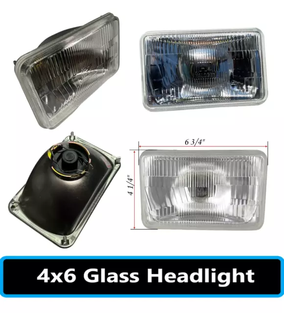 Four 4x6" Conversion Headlight Housing High/Low Beam Semi Sealed Fits H4 Bulb