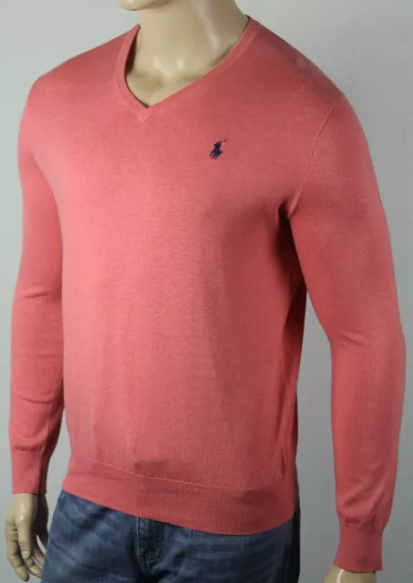 Polo Ralph Lauren Pink Pima Cotton Sweater Navy Blue Pony NWT