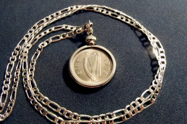 1968 IRISH LUCKY RABBIT COIN PENDANT on a 28"  925 STERLING SILVER Chain