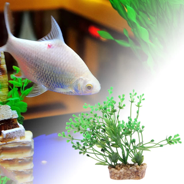 Rouge, Vert - Fausses plantes décoratives en plastique pour Aquarium