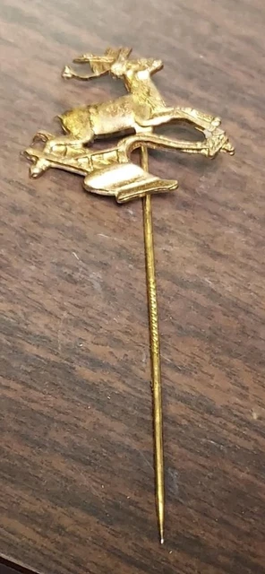 Old JOHN DEERE Stamped COPPER Jumping DEER & PLOW Advertising STICK PIN