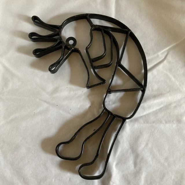 Wrought Iron Black Metal KOKOPELLI Wall ART Hanging Hopi Indian Dancer Musician