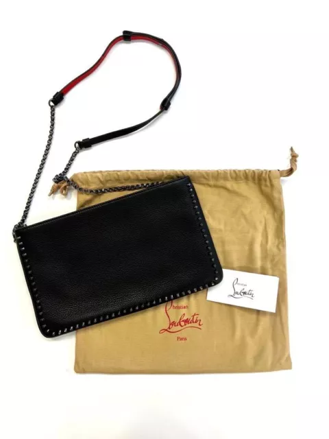 Christian Louboutin Shoulder Bag Clutch Bag Black Studs Chain Shoulder Used