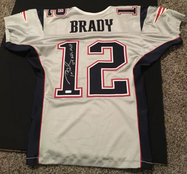 2007 Tom Brady Signed Inscribed Game Issued Silver Patriots Jersey Tristar Loa