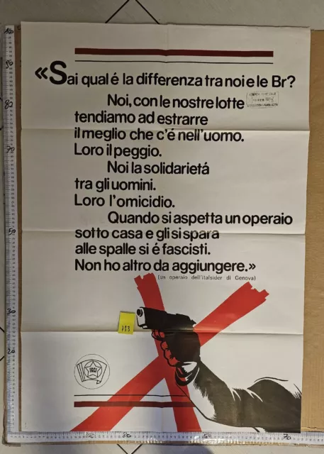Manifesto Fgci Federazione Giovanile Comunista Italiana 1979 Br Brigate Rosse
