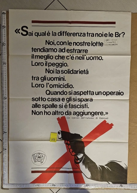 Manifesto Fgci Federazione Giovanile Comunista Italiana 1979 Br Brigate Rosse