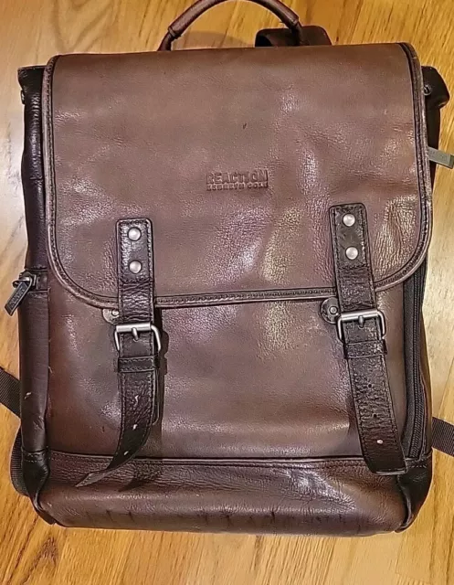 Kenneth Cole Reaction Leather 16" x 12" x 4" Backpack Laptop Bag Slightly Used