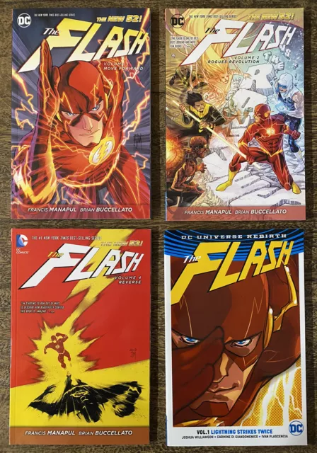 Lot of 4 Flash Graphic Novels TPB New 52 Vol 1 2 4 Rebirth 1 DC Great Read!