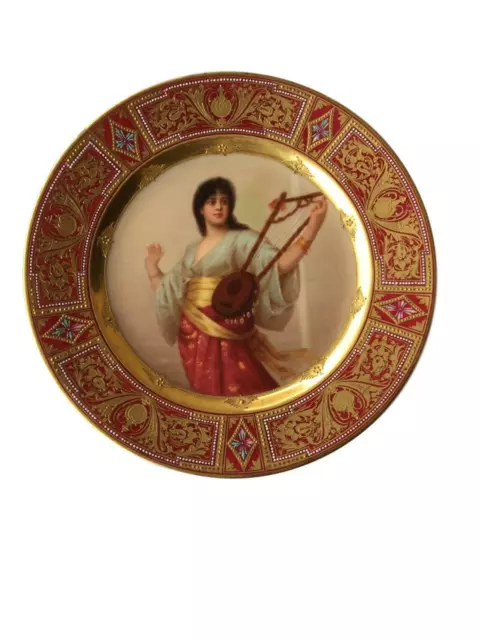 Antique Royal Vienna Porcelain Hand Painted Portrait Plate Signed