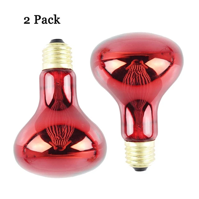 100W 2 Pack Infrared Heat Lamp Bulb Red Light Heat Bulbs for Pet Lizards BeardH4