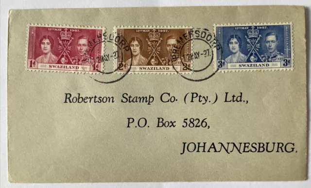 Swaziland 1937 George VI Coronation First Day Cover, May 12th 1937