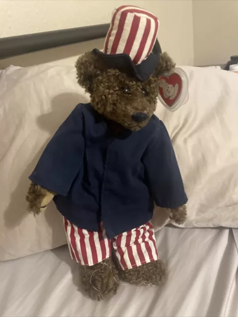 Ty Attic Treasures SAMUEL "I WANT YOU!" Uncle Sam Bear Patriotic 1993 w/Tag W686