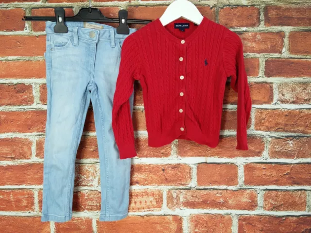 Girls Bundle Aged 2-3 Years Ralph Lauren Next Button Up Cardigan Denim Jean 98Cm